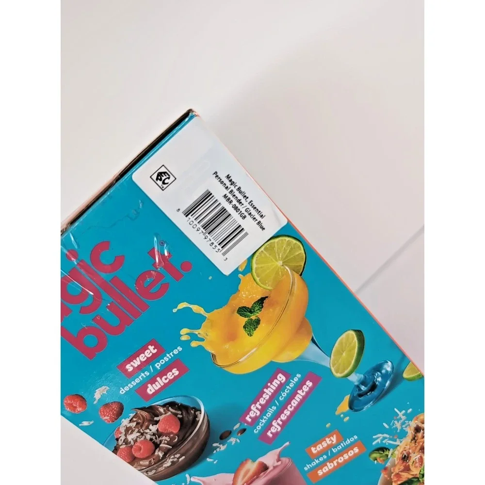 Magic Bullet Essential Personal Blender And To Go Cup Lid Glacier Blue New Box - Picture 5 of 7